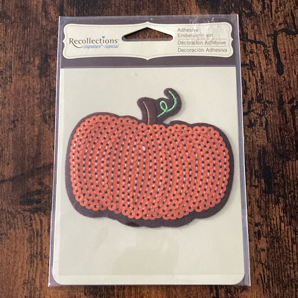 Recollections Sequined Pumpkin Adhesive Embellishment, NIP